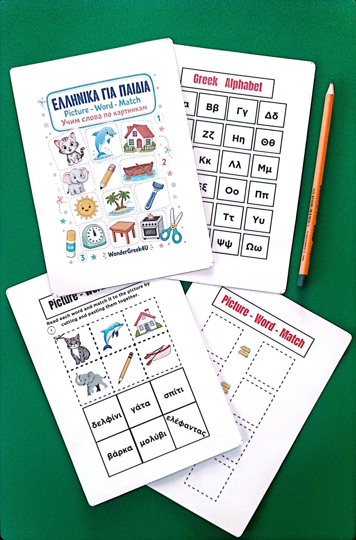 Learn the Greek Alphabet – 85-Page Mega Learning Bundle | Flashcards, Bookmarks, Worksheets, Word Puzzles & Board Game